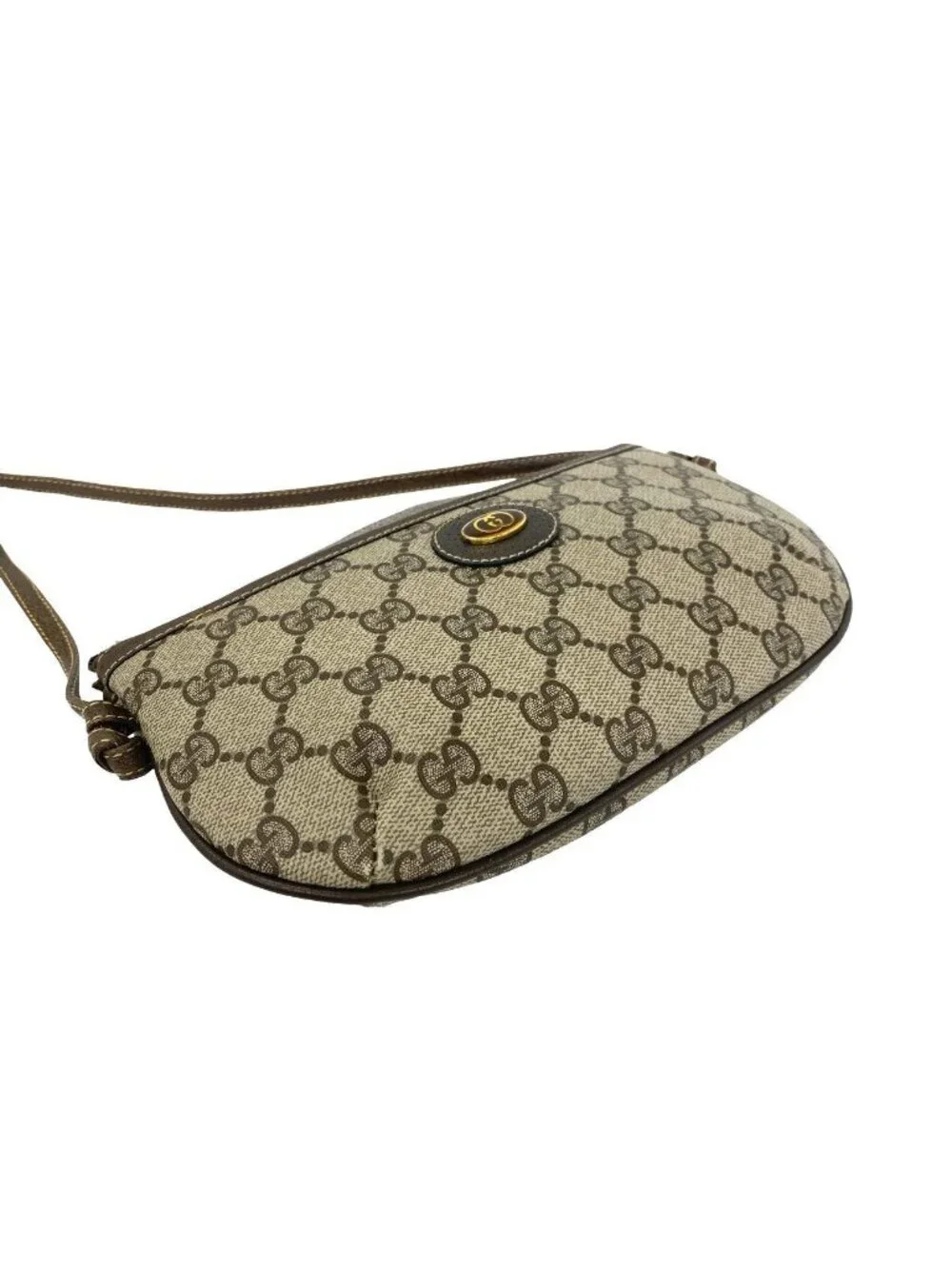 Gucci Vintage GG Logo Leather Mini Shoulder Bag Pochette Crossbody Brown